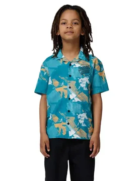 T-shirt à Manches Courtes Youth Stamped Opus Ss Shirt Teal Woodcut Camo 8-10 Années Garçon - Santa Cruz - FashionsVida
