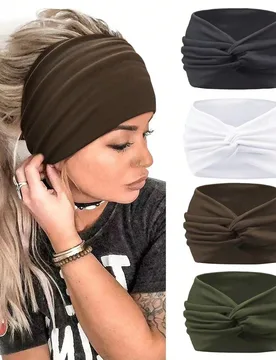 Piezas/Set Nuevas Diademas Anchas Sólidas para Mujeres, Cinta para la Cabeza Cruzada para Deportes y Yoga, Pañuelo de Cabeza de Moda para Chicas, Di - Shein - FashionsVida