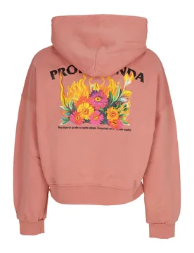 Felpa Cappuccio Corta Donna W Pyromantics Croptop Hoodie Clay - Propaganda - FashionsVida
