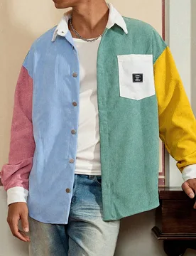 Pieza Chaqueta de pana con estilo vintage de ajuste casual y divertido para hombre Y2K, de vuelta a la escuela, otoño, Halloween, cosas de pareja - Shein - FashionsVida