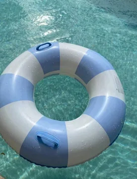 Nuevo aro de natación con mango azul, flotador inflable blanco y azul, adecuado para verano, playa, piscina y otras ocasiones, flotador inflable para - Shein - FashionsVida