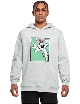Felpa Con Cappuccio Looney Tunes Bugs Bunny Funny Face Heather Grey S