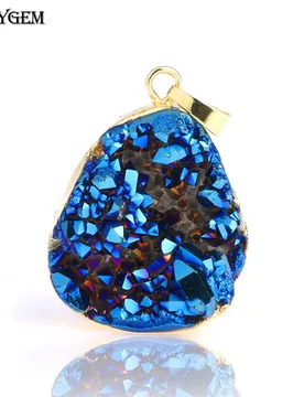 Shinygem 5Pcs Natural Sparkling Irregular Druzy Crystal Chakra Stone Pendant Gold Plating Bezel Charm Necklace Jewelry Making - Aliexpress - FashionsVida