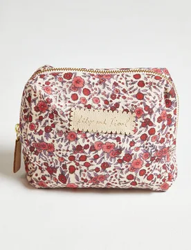 Maya Aster Print Cosmetic Bag In Pink - One Size - Lily and Lionel London Limited - FashionsVida