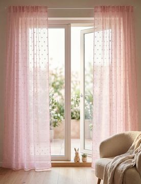 Tenda con nastro e motivo a pois - rosa