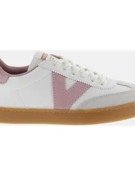 Zapatillas deportivas de mujer con piezas de serraje e interior en contraste - Victoria - FashionsVida