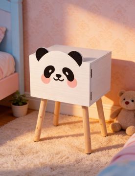Comodino con motivo panda - bianco