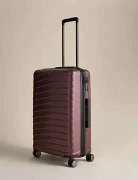 Oslo 4 Wheel Hard Shell Medium Suitcase Burgundy - M&S - FashionsVida