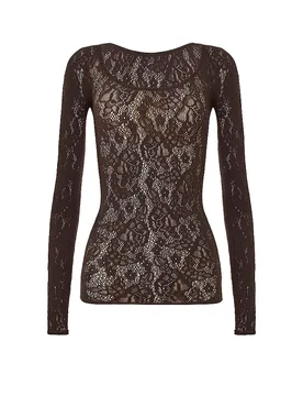 Camiseta de manga larga INFINITE ROSE NET marrón S - Wolford - FashionsVida