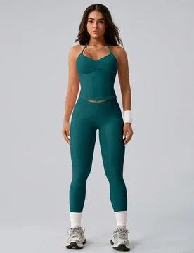 Conjunto de Top de Tirantes Elástico y Pantalones Deportivos de Moda para Mujer - Shein - FashionsVida