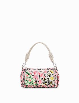 Sac à bandoulière S toile fleurs, Coton, Blanc, U