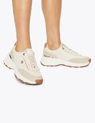 Lace Up Logo Detail Chunky Wedge Trainers Cream female