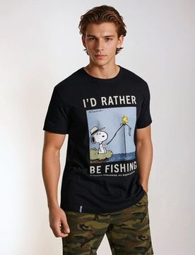 T-shirt in cotone con stampa Peaunts - nero