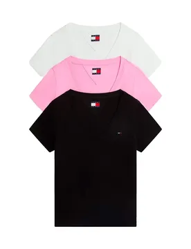 T-shirt Sans Manches Dw0dw23160 3 Unités Black / Ecru / Pink Daisy M