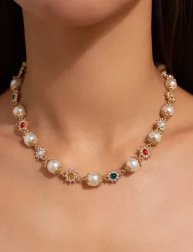 KunJoe Luxury Imitation Pearl Beads Choker Necklace for Women Bridal Elegant Rhinestone Collar Chain Wedding Jewelry on the Neck - Aliexpress - FashionsVida