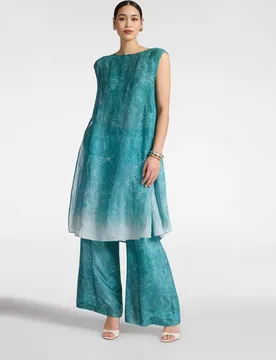 Blusa de mujer larga estampada ajuste regular y largo por debajo de la rodilla - Elena Miró - FashionsVida
