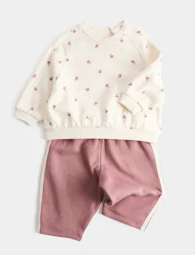 Piece Floral Sweatshirt & Wide Leg Joggers (0-5 Yrs) Pink Mix Female - M&S - FashionsVida