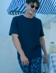 Teresitos Cotton Rich Waffle T-Shirt Navy male