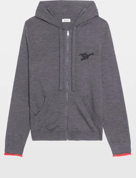 Zadig & Voltaire - Cárdigan de hombre de lana con cremallera y capucha - Zadig & Voltaire - FashionsVida