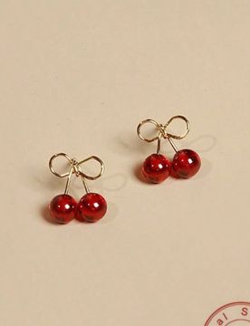 Par de aretes de plata de ley 925 con cereza roja para mujer, aretes con granate rojo sintético y circonita cúbica, regalo elegante de joyería para