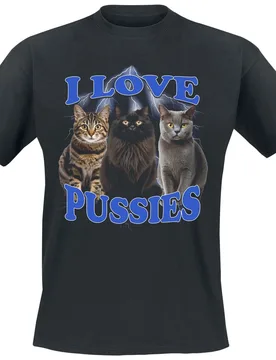 T-Shirt - I love pussies - L bis 3XL - für Männer - Größe XXL - schwarz - Männer - male - Tierisch - FashionsVida