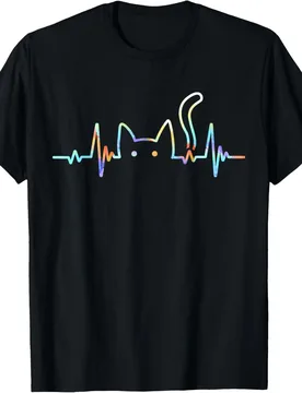 Heartbeat Cat Lover Animal Silhouette Cute Cat T-Shirt For unisex - Aliexpress - FashionsVida
