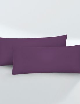 Feinjersey-Kopfkissenbezug Doppelpack dunkel violett, 2x 40x80 cm