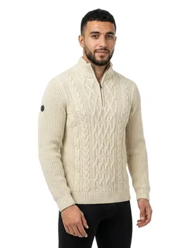 Maglione Con Mezza Zip Jacob Ecru L