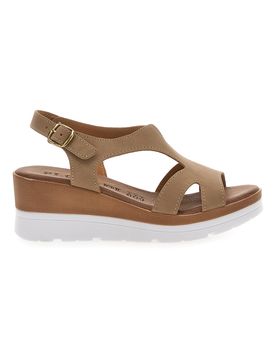 Sandali Beige con Zeppa Bianca e CInturino 11074113 38