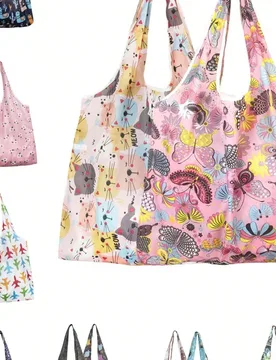 Piezas Bolsa reutilizable para la compra de supermercado, bolsa de mano plegable con asas, bolsa de gran capacidad impermeable para viajes, picnics, c - Shein - FashionsVida