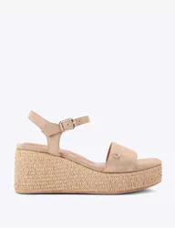 Suede Ankle Strap Wedge Flatform Sandals Beige female