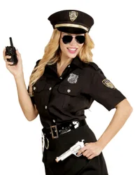 Polizistin Kostüm-Set Cop schwarz-silber-gold