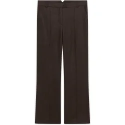 Pantalón recto de mujer con pinzas en lino 100%