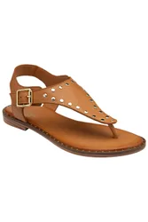 Women's 'Juanita' Leather Toe-Post Sandals in Tan Size: 4 - Tan - Size: 4