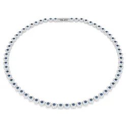Collana Una Angelic, Taglio Round, Blu, Placcato rodio OS
