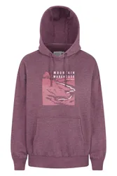 Printed Winding Trek Womens Relaxed Fit Hoodie - Burgundy