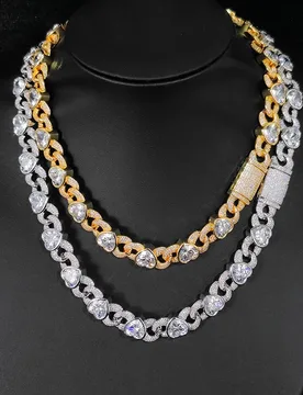 MM CZ Miami Large Iced Out Heart Shape Cuban Link Chain Bling Hip Hop Rapper Heart Cuban Link Choker Necklace Women - Aliexpress - FashionsVida