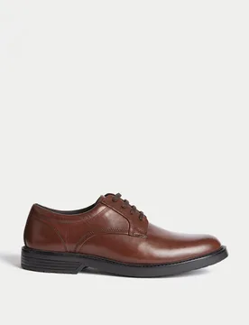Airflex™ Leather Derby Shoes Brown male - M&S - FashionsVida