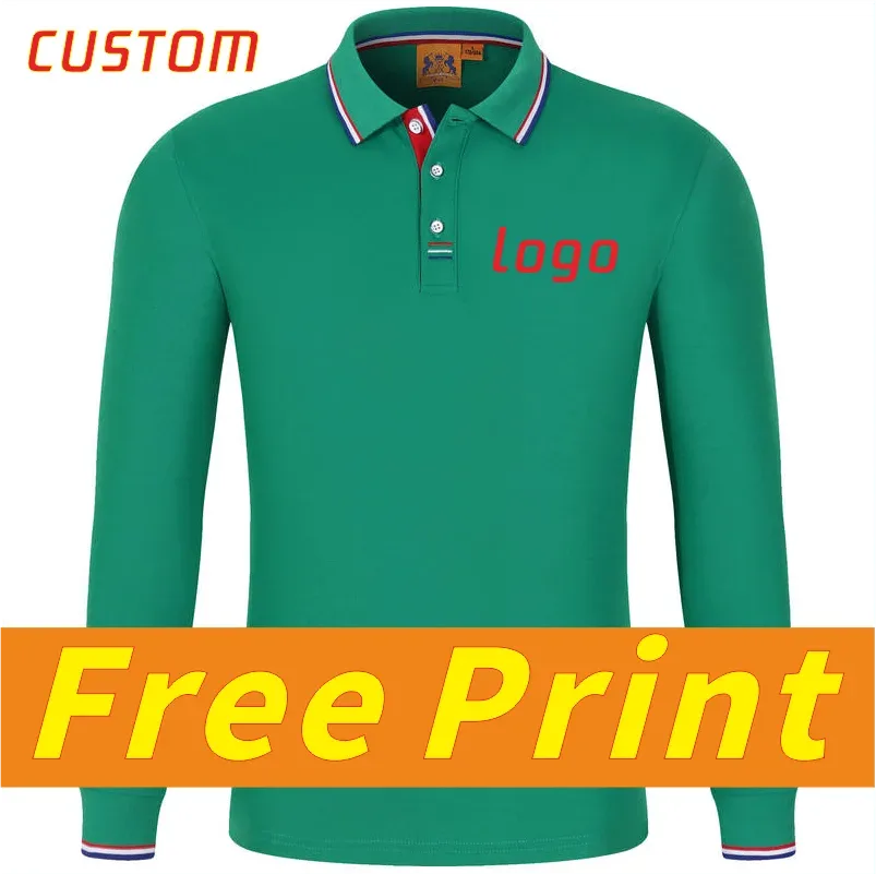 Autumn Long Sleevd POLO Shirt Customized Polo Collar Long Sleevd T-shirt Printed Logo Pattern Personalized Design Workwear Emb - Aliexpress - FashionsVida