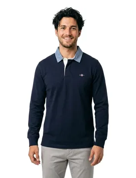 Polo à Manches Longues 2004082 Evening Blue XS - Gant - FashionsVida