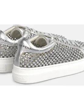 Zapatillas deportivas de mujer de piel con rejilla con tacha de pedreria - Alma en Pena - FashionsVida