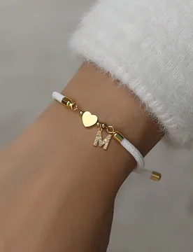 Pieza Pulsera ajustable con cordón y letra del alfabeto en forma de corazón para mujer - Shein - FashionsVida