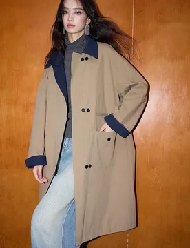 Wommen Retro Splicing Loose Medium Long Trench Coat Women - Aliexpress - FashionsVida