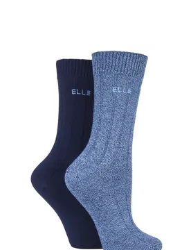 Pair Navy Ribbed Bamboo Boot Socks Ladies 4-8 Ladies - - Blue - Size: Small - ELLE - FashionsVida