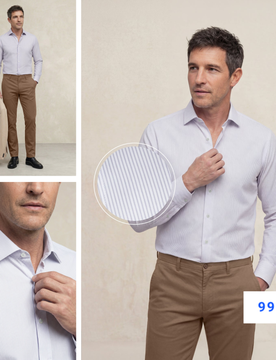 Camisa de vestir hombre estampado rayas morado regular