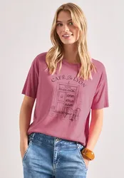 T-Shirt mit Rundhals und Frontprint female Pink