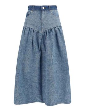 Ganni Gonna midi in denim di cotone