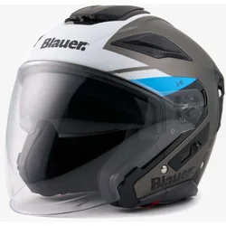 Casco Moto Jet JJ01 Doppia Visiera Grafica Nero Bianc taglia L