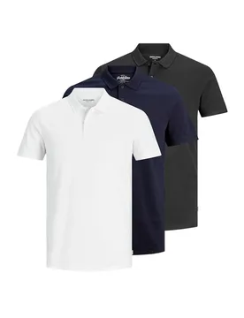 Polo à Manches Courtes Basic 3 Unités Navy Blazer / White / Black XL - Jack & jones - FashionsVida