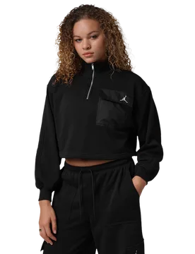 Fleece Women Track Tops - Black - Size L - Cotton Jersey - Black - Size: Large - Jordan - FashionsVida